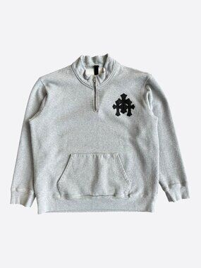 Chrome Hearts Grey & Black Triple Cross Paper Jam Quarter Zip Sweater